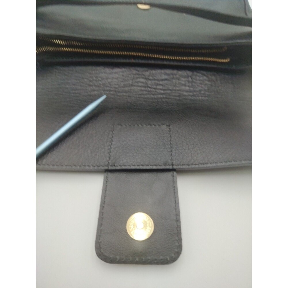 House of Harlow 60s Black Handbag Genuine Leather Purse Italy Gold Snake Accent - Picture 16 of 16